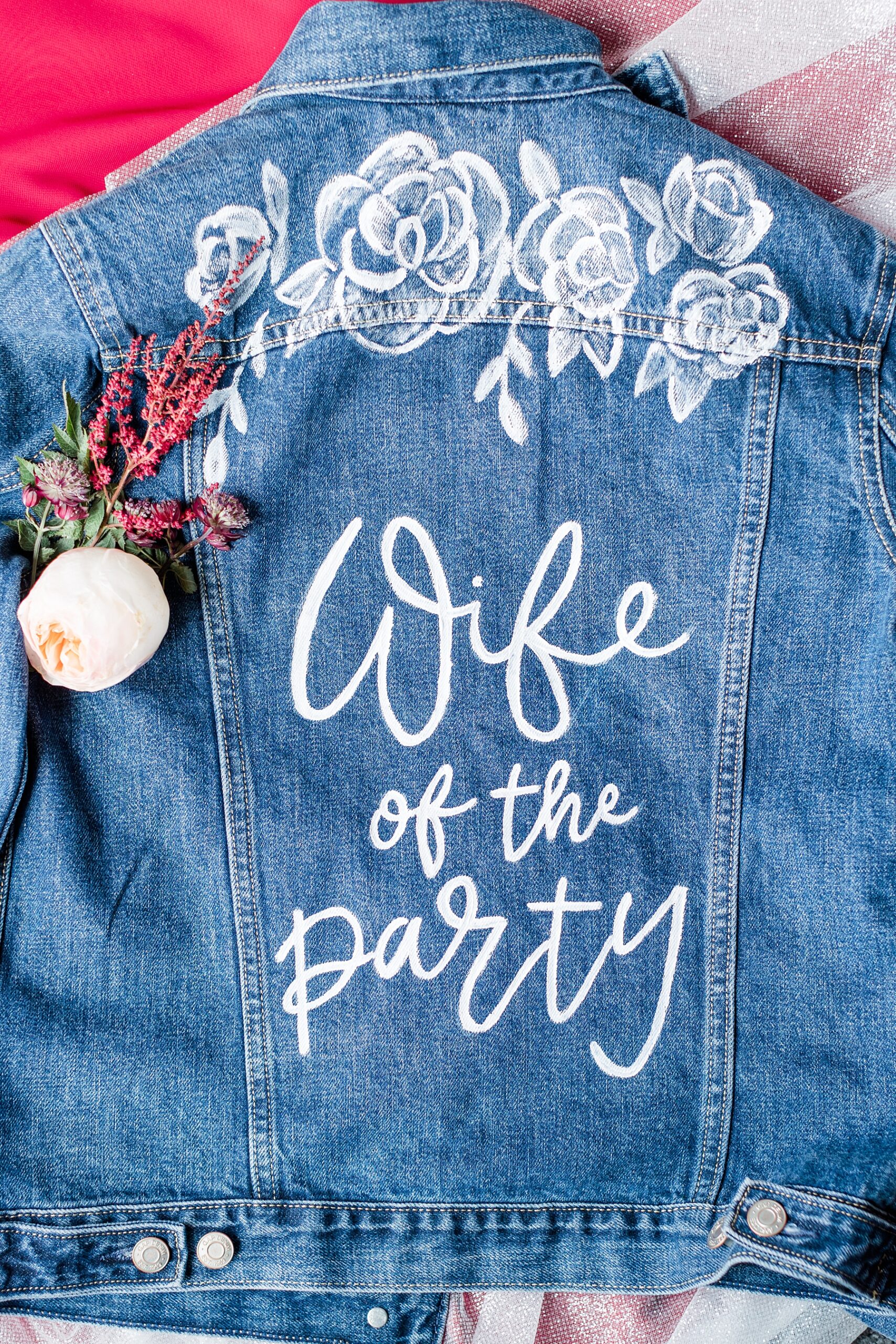 personalized jean jacket "Wife of the Party"