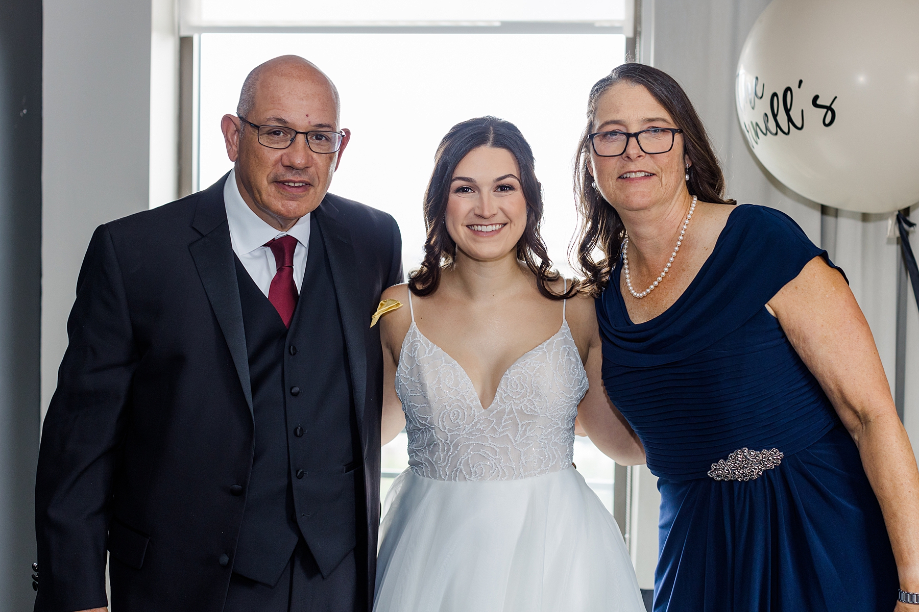 bride with parents before The Down Town Club Wedding in Philadelphia, PA