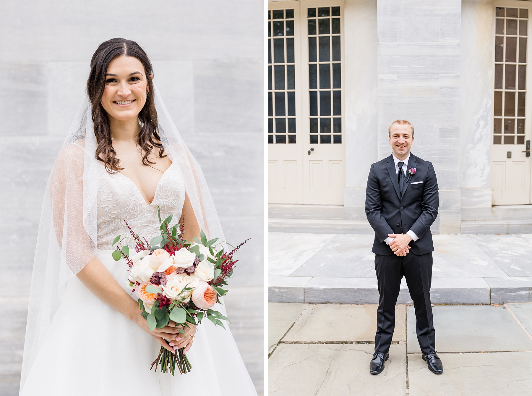 portraits of bride and groom