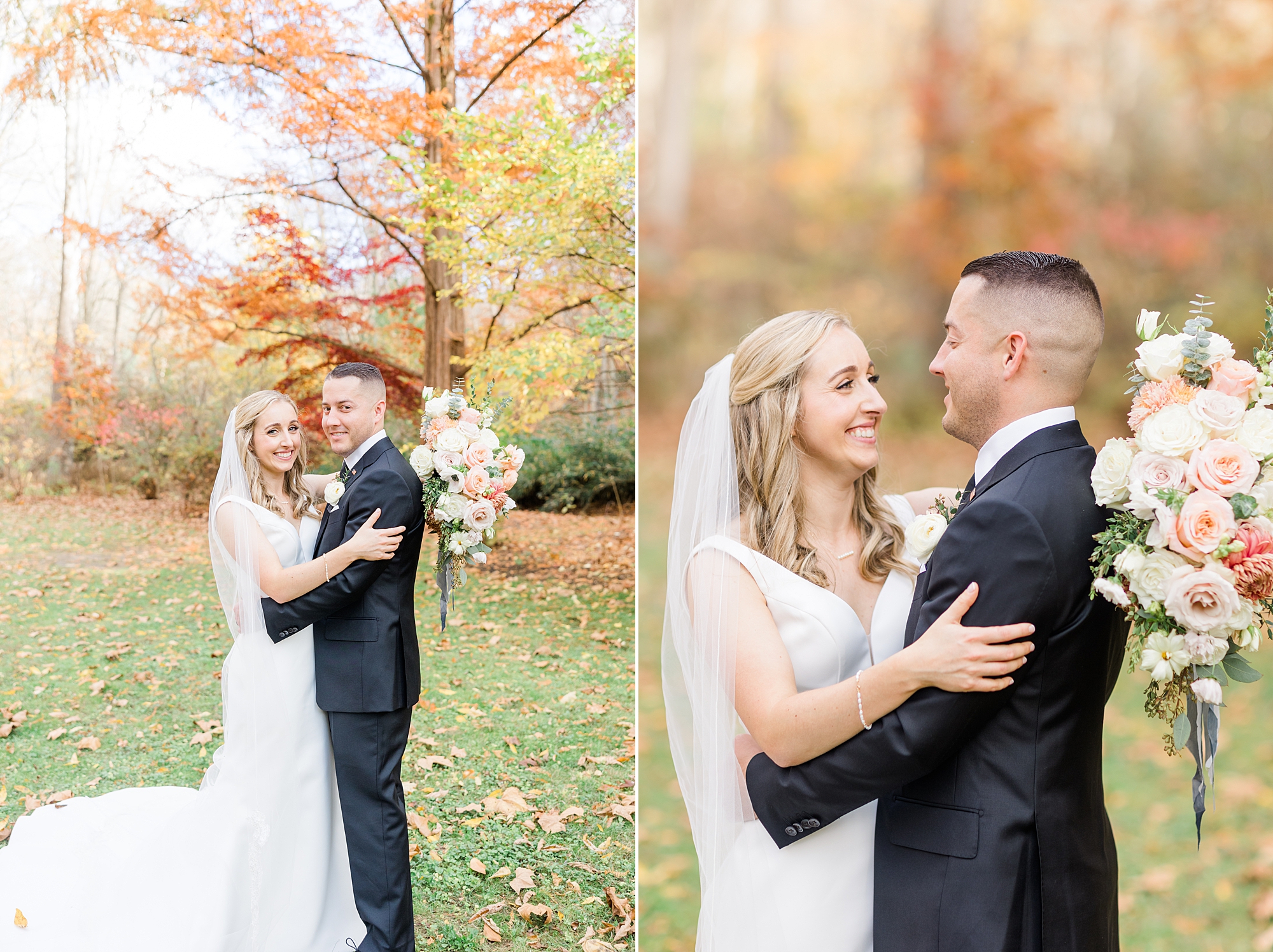 romantic wedding portraits outside of church in PA