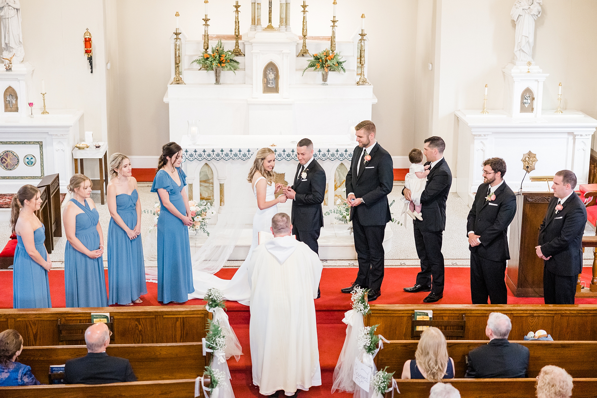 aerial view of wedding ceremony at Saint Thomas The Apostle Church in PA