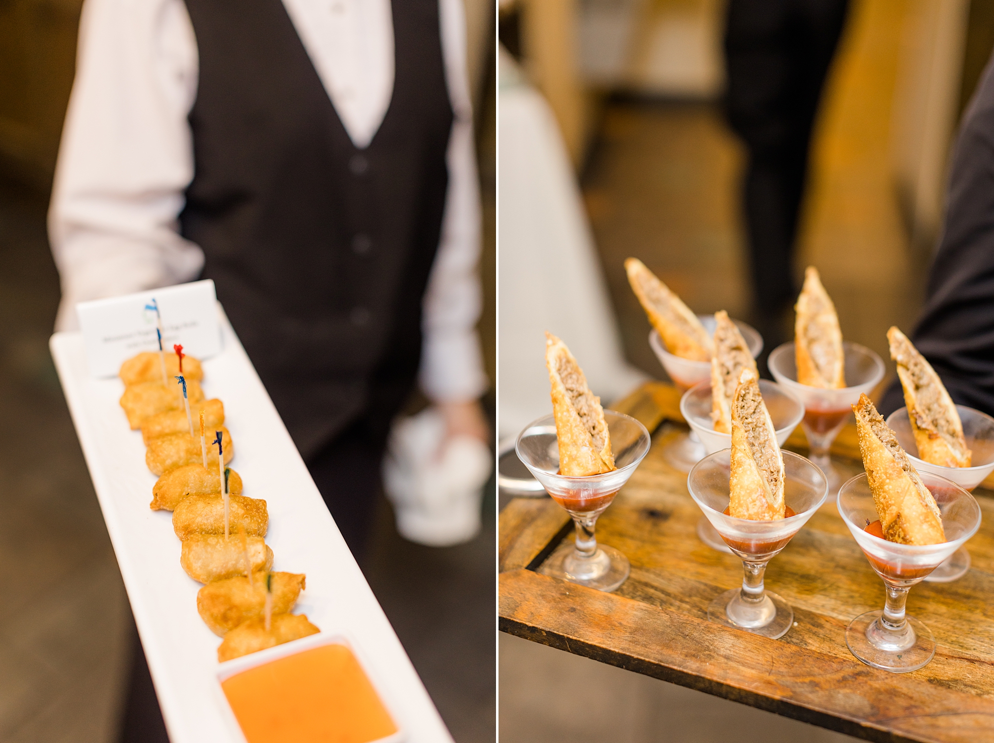 appetizers and food from Old Mill Fall Wedding reception