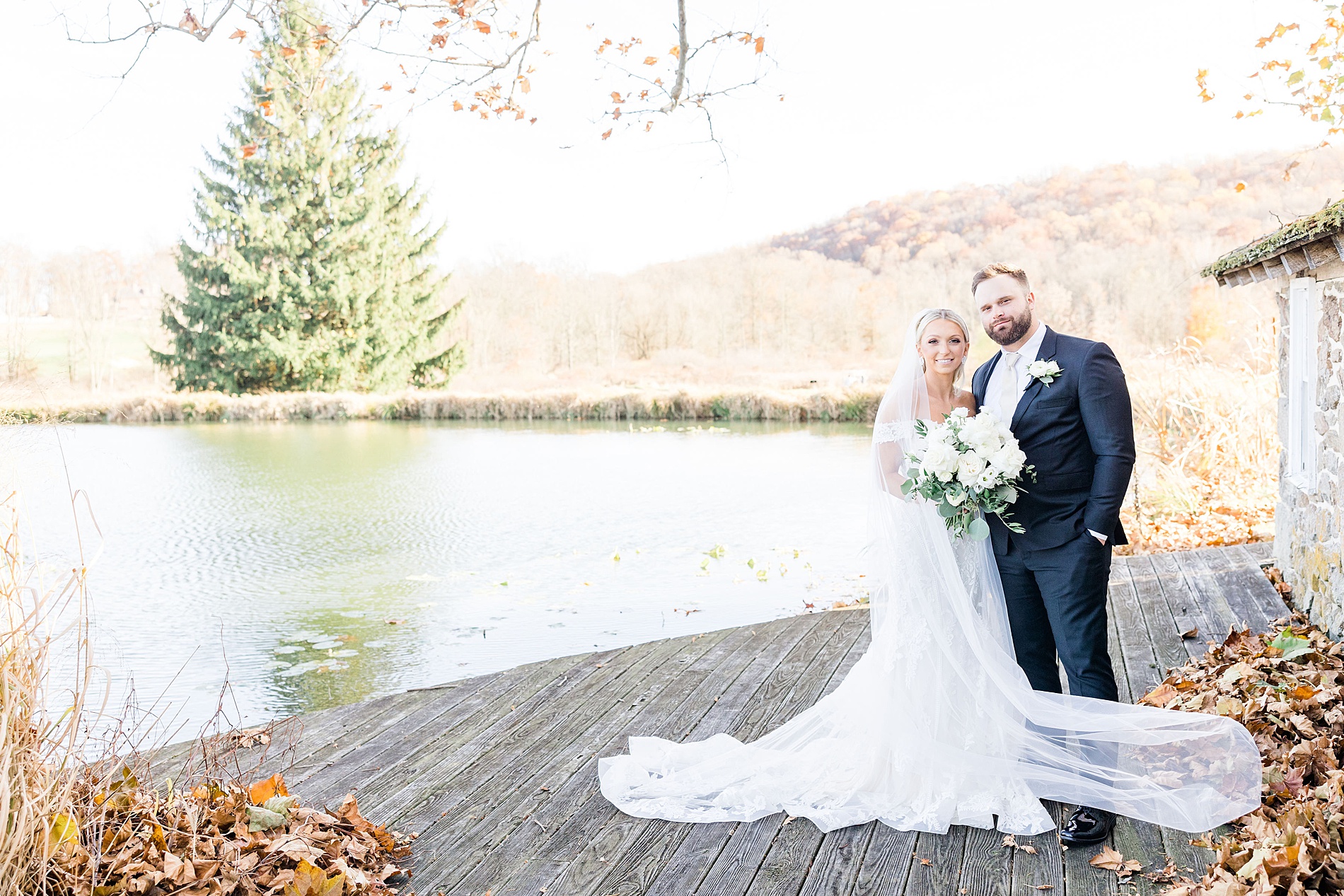 wedding portraits by the water at French Creek Wedding venue in PA 