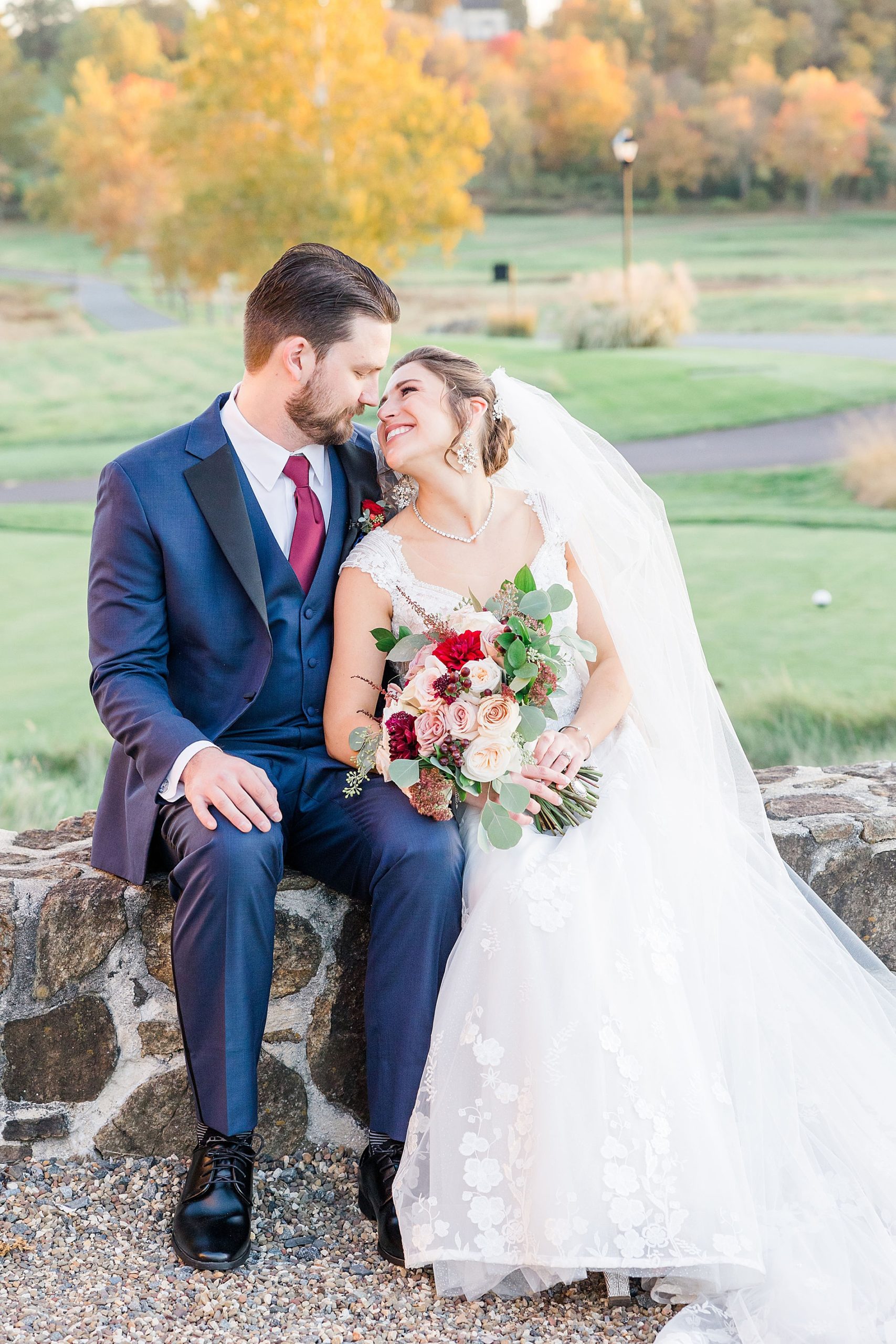 fall wedding portraits in Chester County PA at French Creek