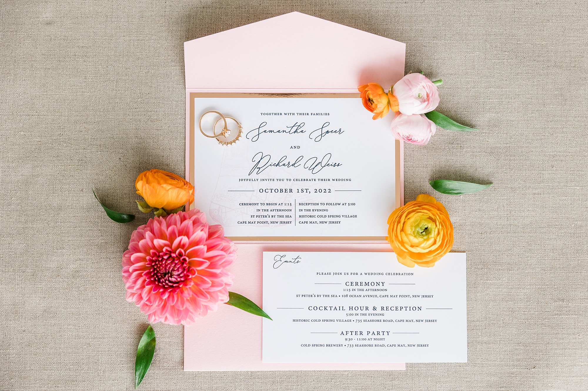 wedding invitation and details from Intimate Cape May Wedding 