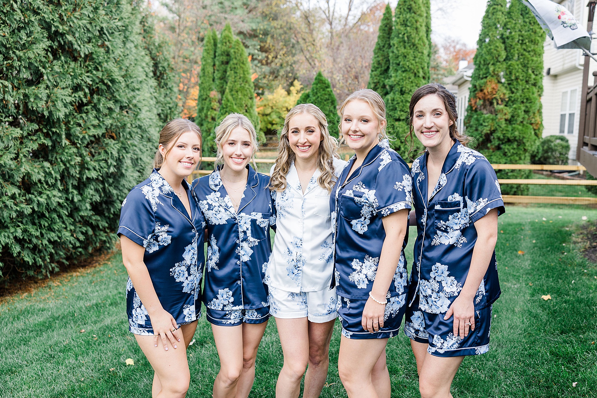 bride and bridesmaids in matching pjs