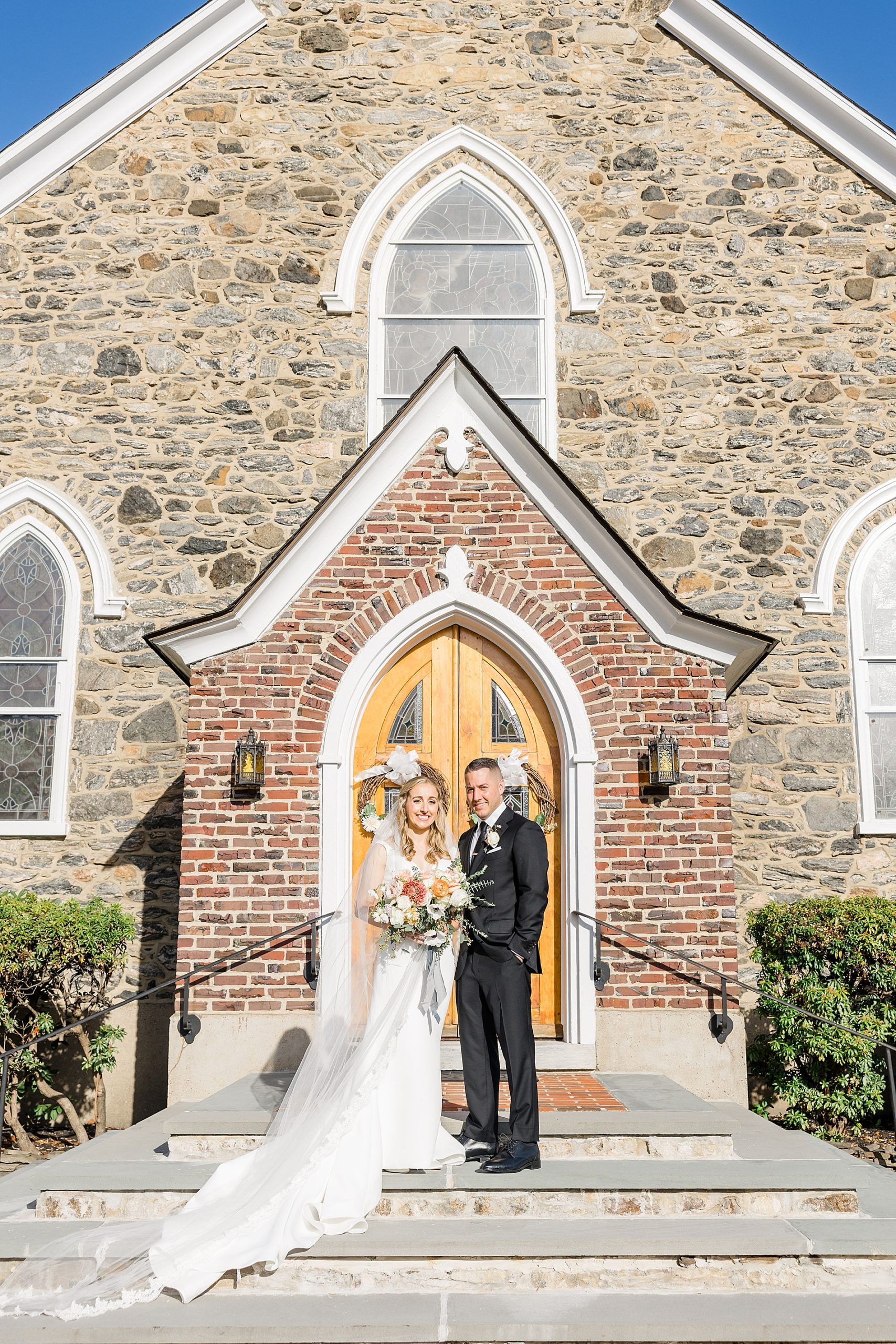 newlyweds outside church 
