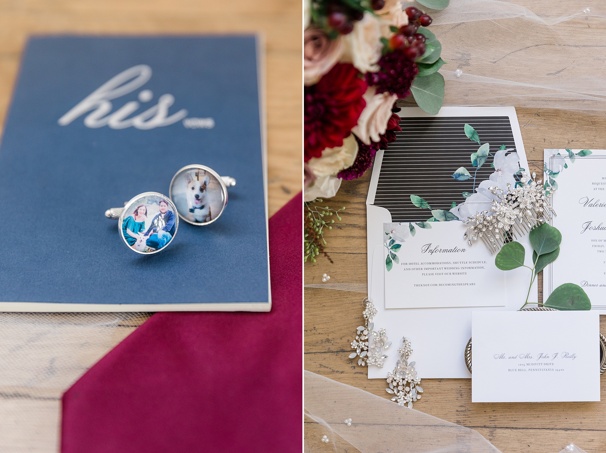 groom's cufflinks and details