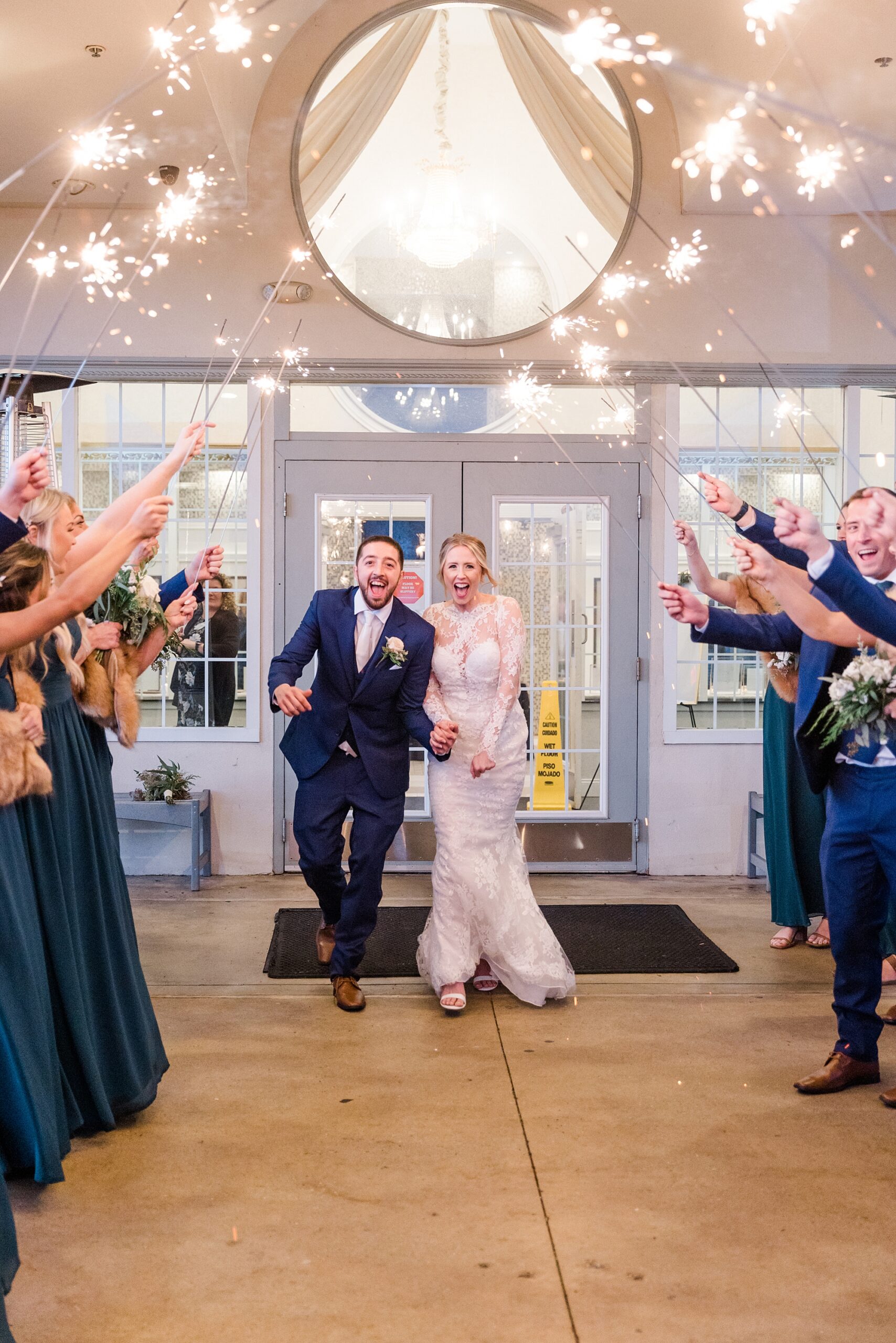 sparkler entrance with wedding party