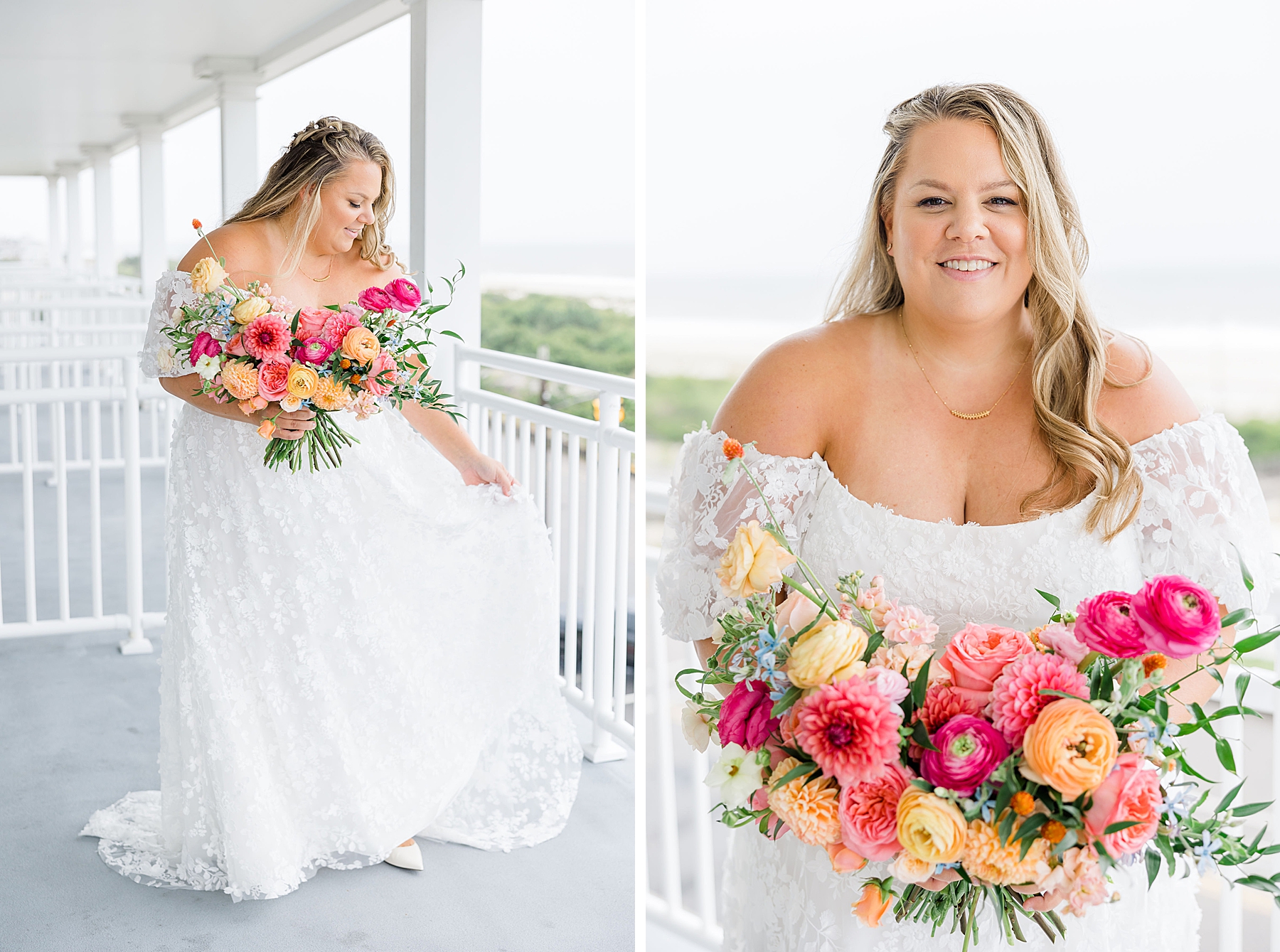 bridal portraits with vibrant wedding bouquet 