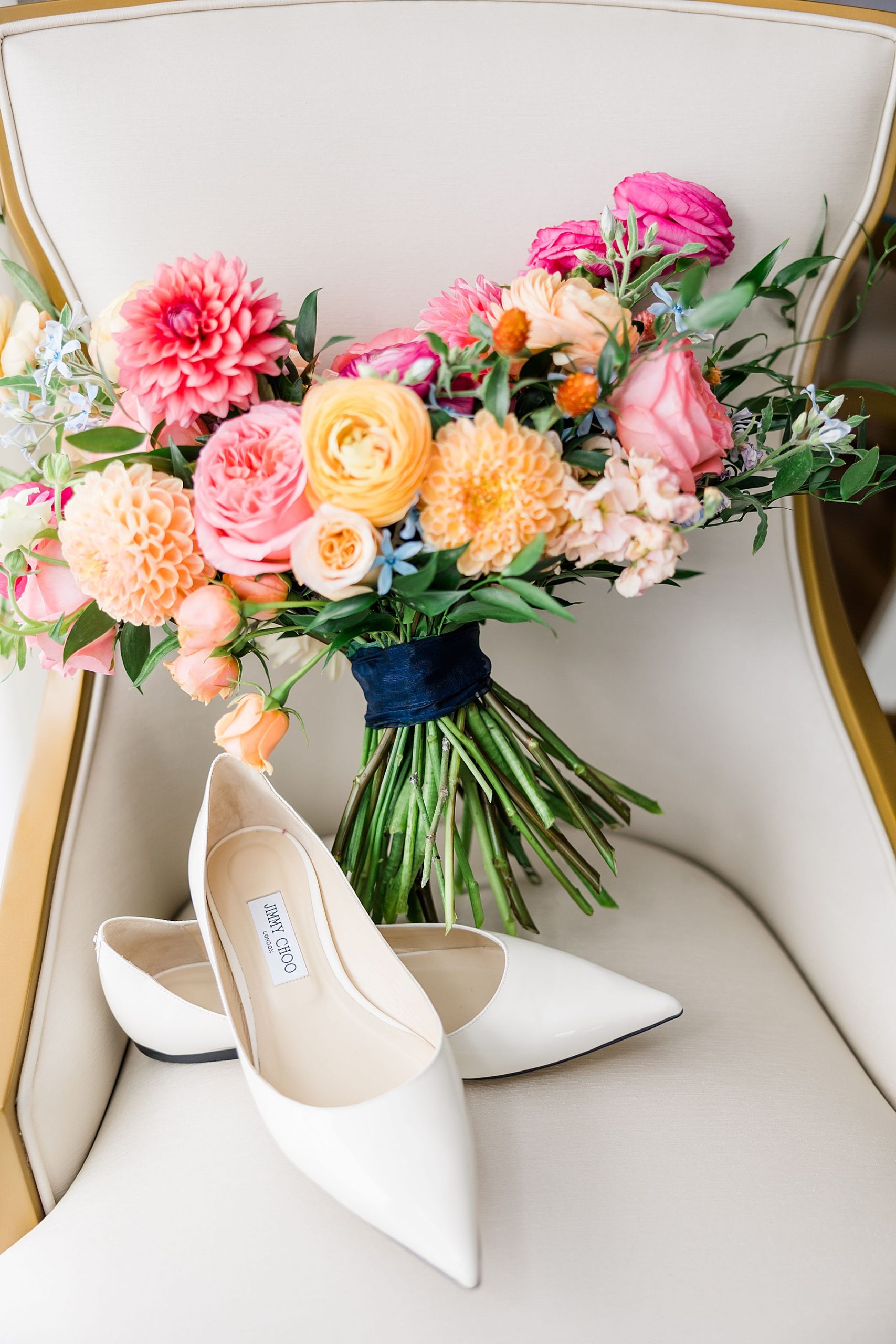 wedding bouquet and shoes