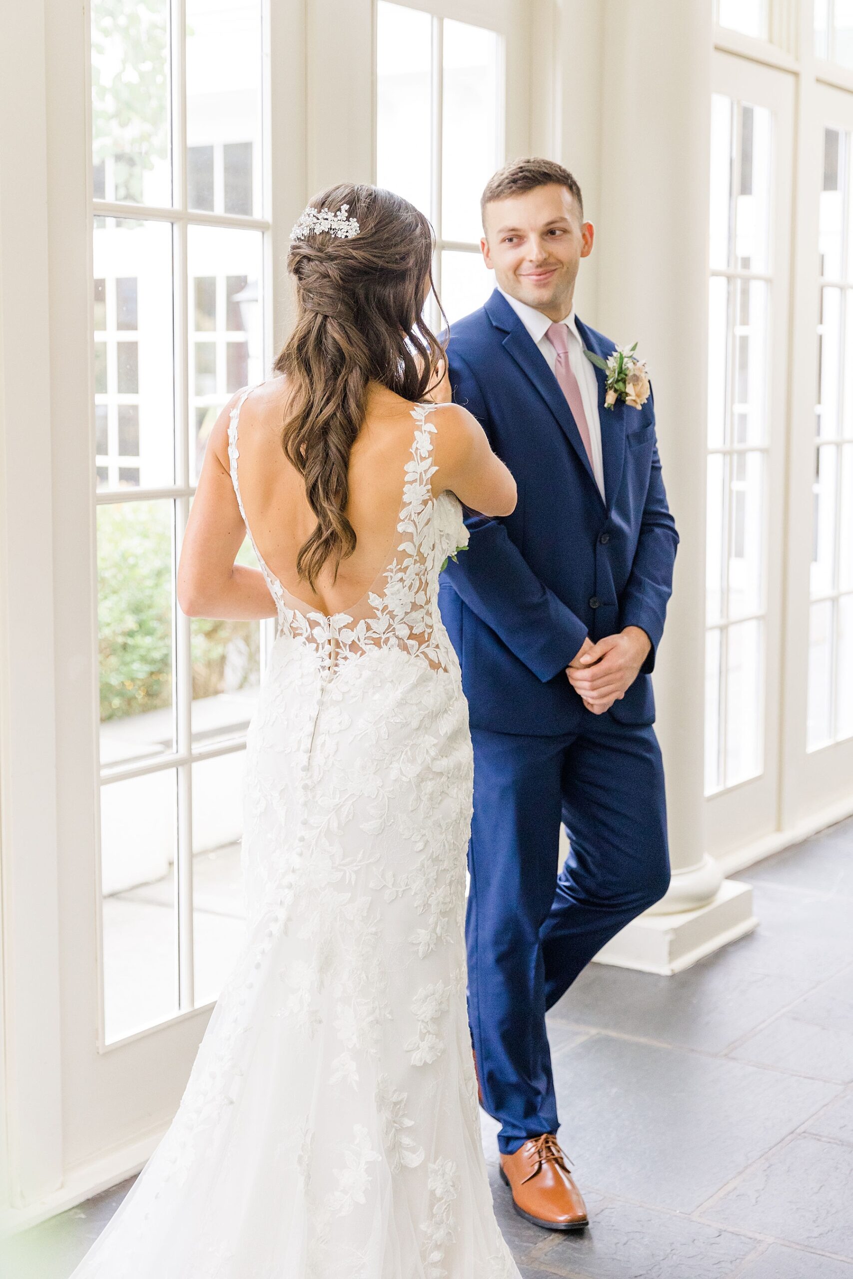 groom sees bride for the first time