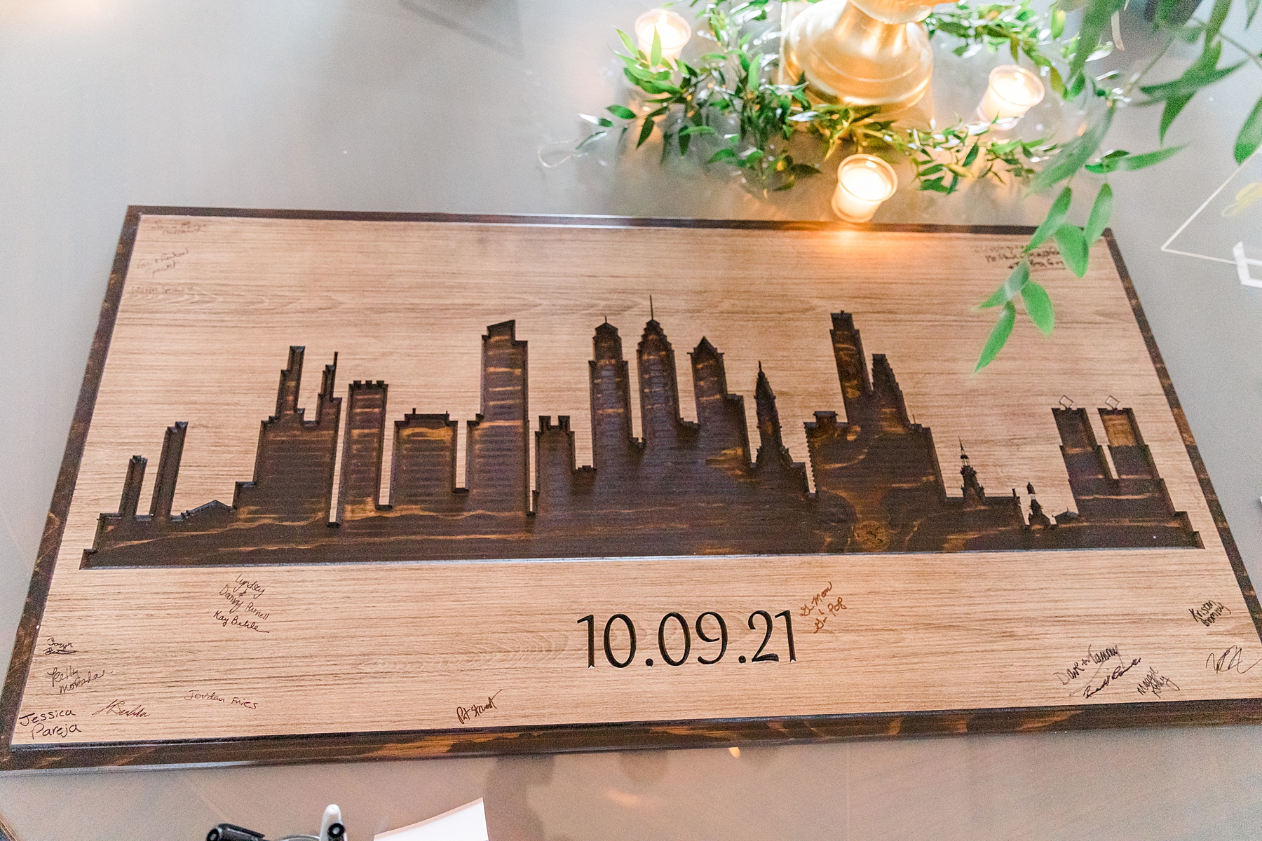 wooden wedding sign guestbook from The Down Town Club Wedding